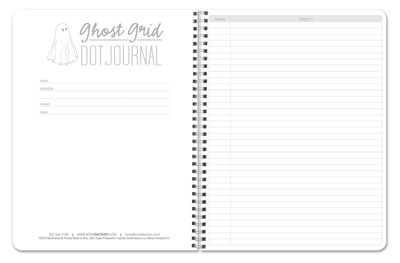BookFactory Ghost Grid Dot Journal/Bullet Notebook 120 Pages 5.5'' x 8.5'' Wire-O (Made in USA) - Image 2